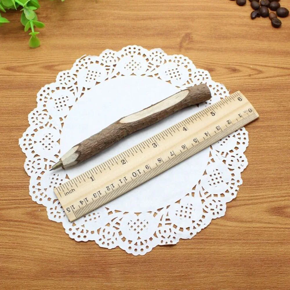 

12pcs Bark Wood Pens Creative Ballpoint Pen School Office Stationery Supply (13cm)