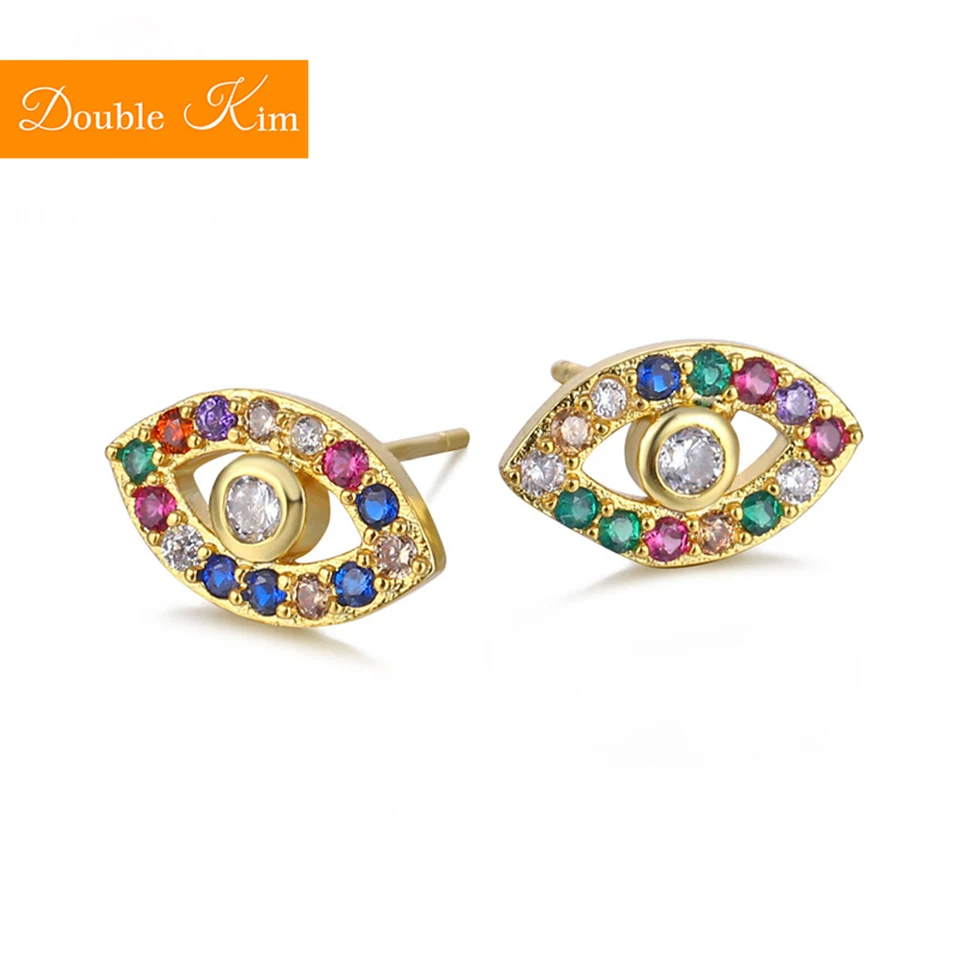 Золотой глаз демона серьги гвоздики титановая инкрустация из нержавеющей стали