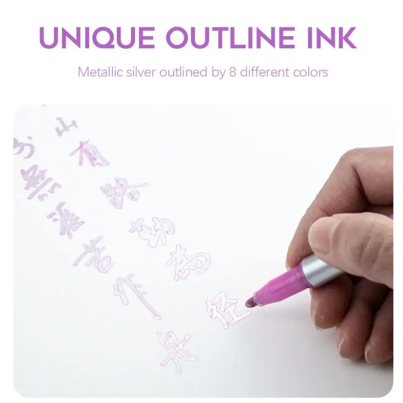 

8Colors Double Line Outline Pen Set Highlighter Marker Pen for Art Painting Writing School Supplies Pens Pencils For KidDRAWING