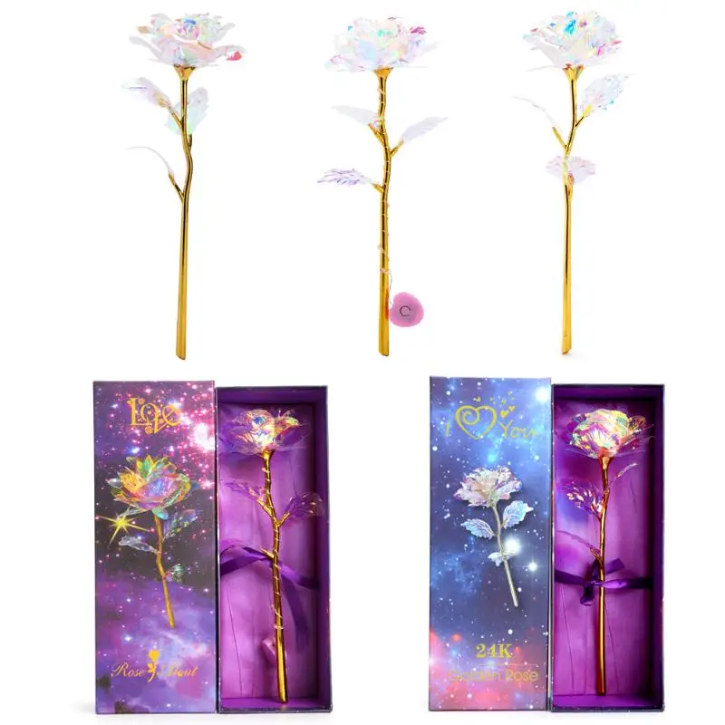 

Valentine's Day Creative Gift 24K Gold Foil Flower Lighting Rose Gold Rose Nude Forever Love Flower Wedding Decor Lover Lighting