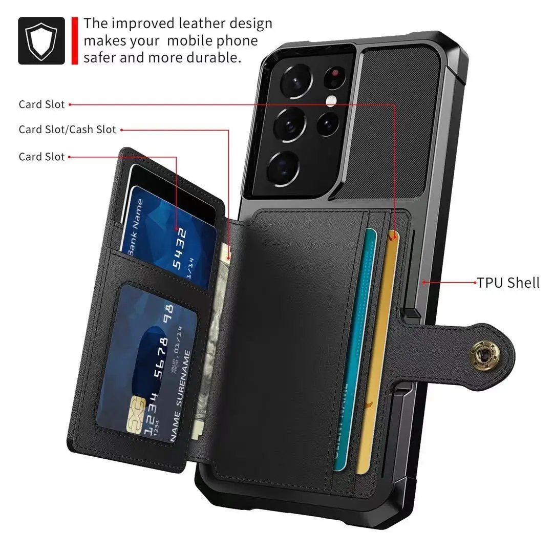 Для Samsung Galaxy S21 Ultra Plus чехол для кредитных карт из искусственной кожи с откидной