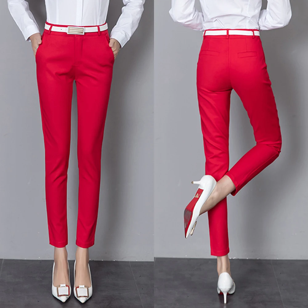 Женские брюки-карандаш эластичные облегающие брюки до щиколотки для офиса на