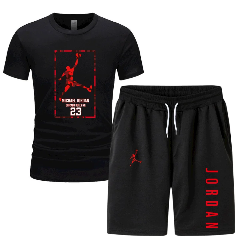 

Men's suit 2021 hot men's sports suit T-shirt + shorts 2-piece suit men's fashion brand suit sportswear track suit summer suit