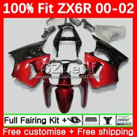 metal red injection oem for kawasaki ninja zx 6r 636 6 r zx636 zx6r 00 01 02 zx 636 600cc zx 6r 2000 2001 2002 fairing 2lq 32