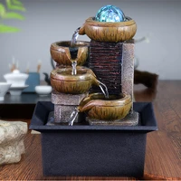 indoor desktop home decor led fountain resin crafts tabletop water fountain mini waterfall fengshui relax fountain home gift