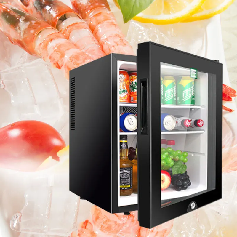 Enlarge 40L small refrigerator Single door Mask tea preservation cabinet Freezer with transparent glass doors