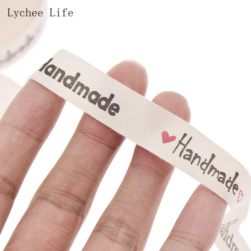 10 метров ручной работы сердце печатных хлопок метки одежды для Diy сумки Швейные