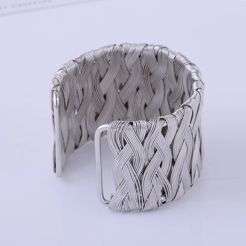 Полые широкие браслеты манжеты и для женщин мужчин золотого серебряного цвета из