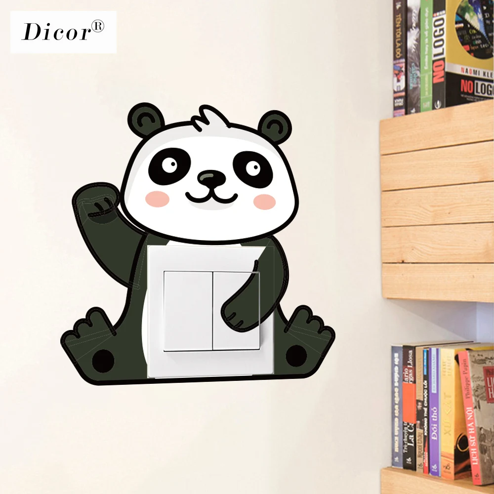 Милые животные мультфильм медведь панда светильник Переключатель стикер