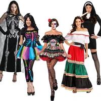 reneecho women costume 2020 zombie vampire costume sexy nun costume adult pink doodle cosplay mexican fancy dress day of dead