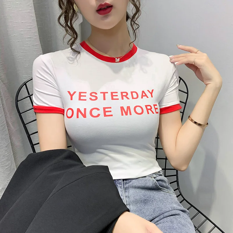 Женские топы Новинка лета 2020 популярная цветная футболка ins с коротким рукавом