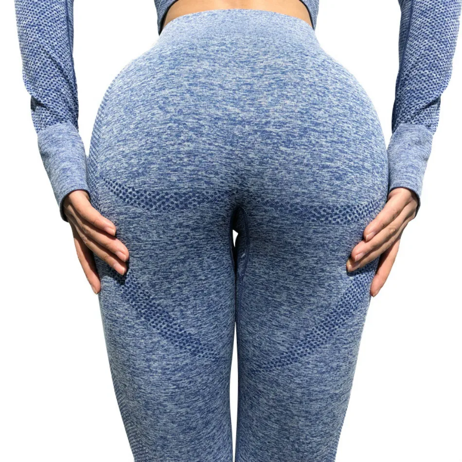 Бесшовные леггинсы с высокой талией эффектом пуш ап спортивные женские штаны для