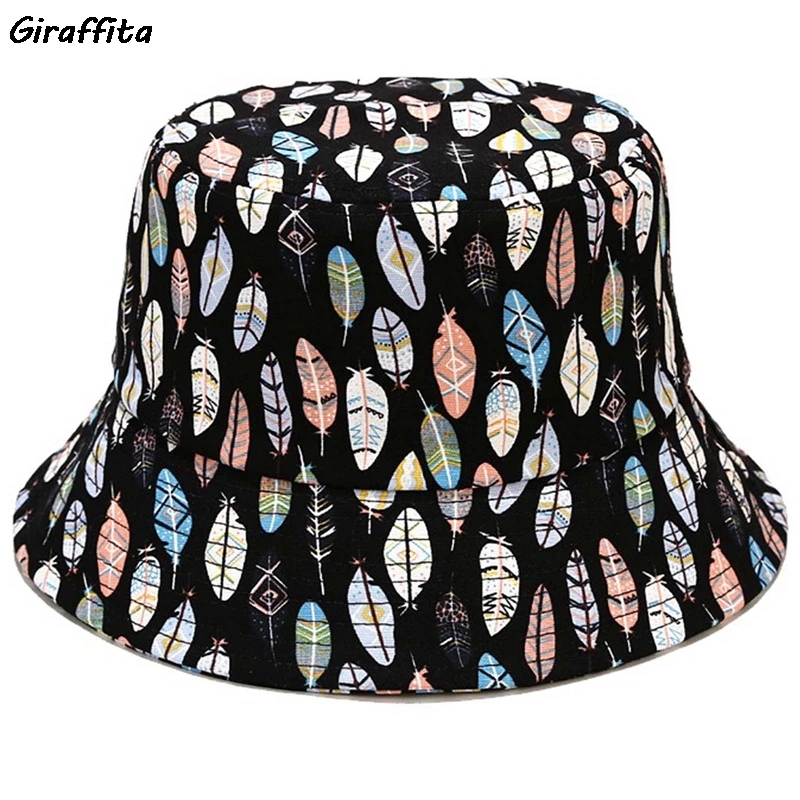 

Simple Feather Print Pattern Bucket Hat Fishing Hat Ladies Fisherman Hat Sun Protection Trend Fisherman Hat Spring And Autumn