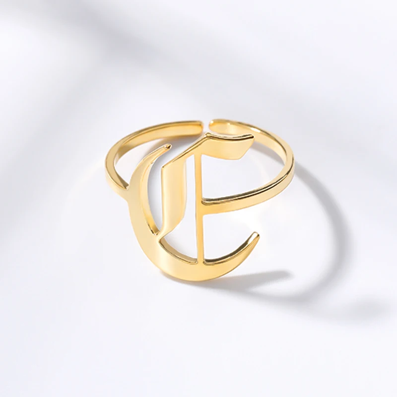 Персонализированное Золотое первоначальное кольцо панк кольца с буквами