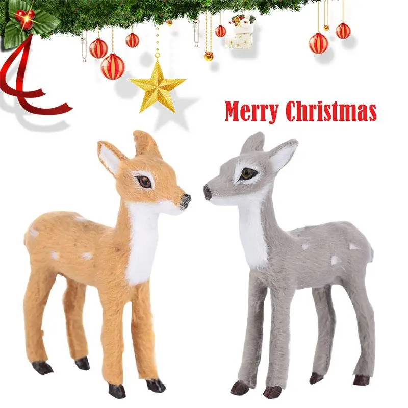 Plush Plastic Xmas Elk Simulation ELK Deer Christmas Reindeer Doll Photography Prop Lawn Ornaments Shop Window Mini Simulated | Дом и сад