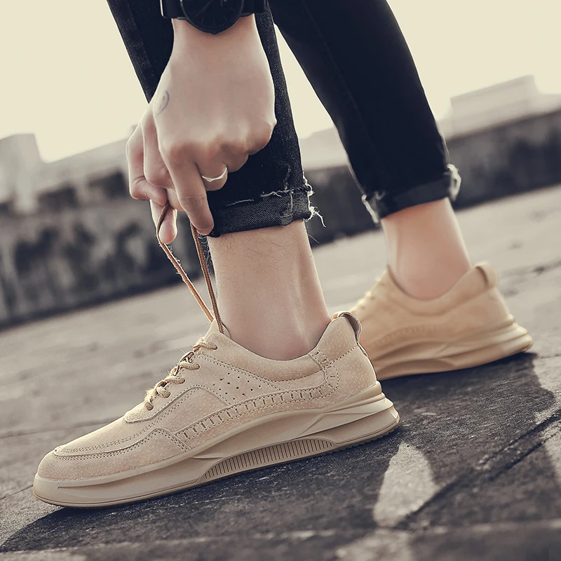 2021 New Spring Suede Leather Mens Casual Shoes Breathable Men Flats Thick Buttom Wear Resistant Luxury Man British Style | Обувь