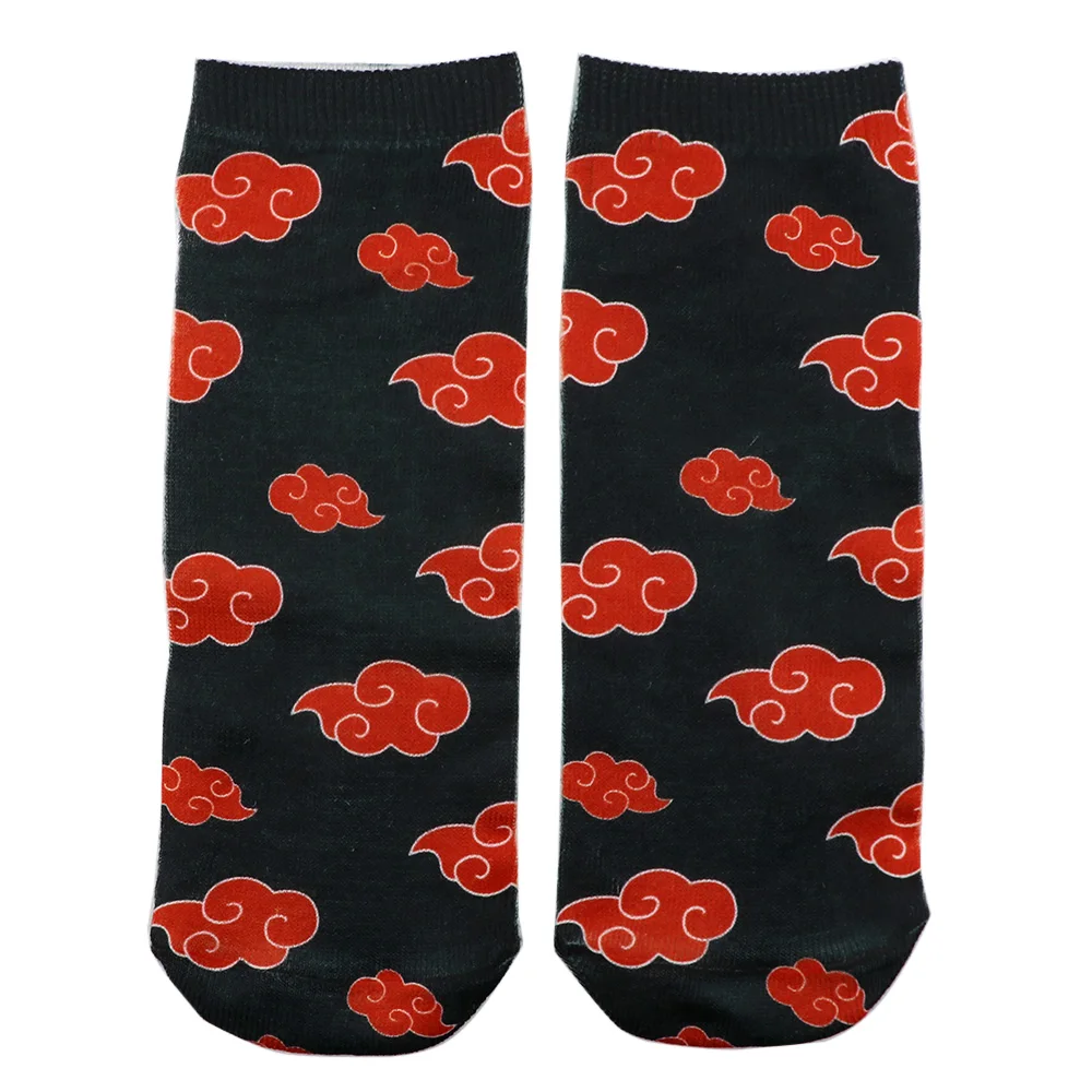 

MD1507 Anime Red Cloud Print Funny Unisex Short Socks Creative Colorful Multiple Butterfly Happy Low Ankle Socks For Women