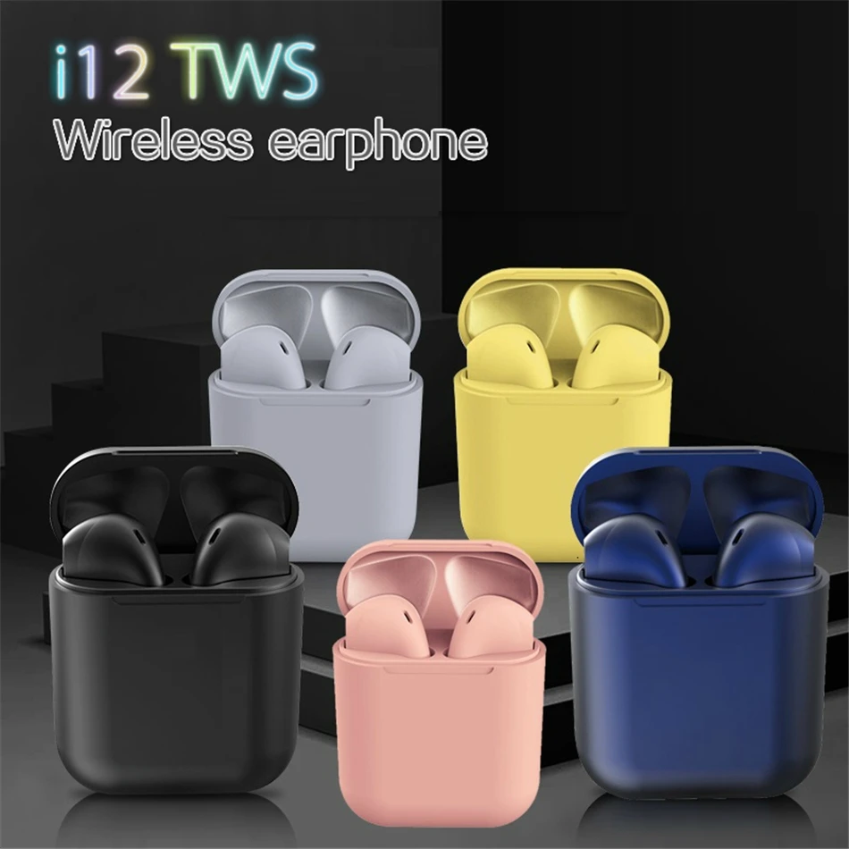 Беспроводные наушники с Bluetooth 5,0, оригинальные наушники Macaron i12 TWS, сенсорная стерео гарнитура, спортивные наушники для смартфона