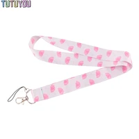 pc3205 pink umbrella neck strap lanyards id badge card holder keychain phone gym strap webbing necklace women girl child gift