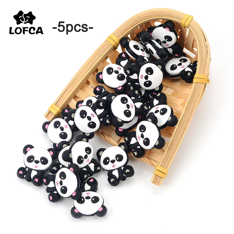 

Panda Silicone Beads 5pcs/lot BPA Free Baby Teething Bead For DIY Jewelry Making Chewable Baby Teething Gift