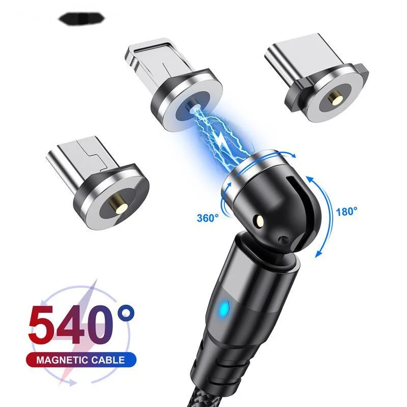 

Магнитный кабель с поворотом на 540 градусов Micro USB Type C телефонный кабель для iPhone11 Pro XS Max Samsung Xiaomi USB шнур провод кабель