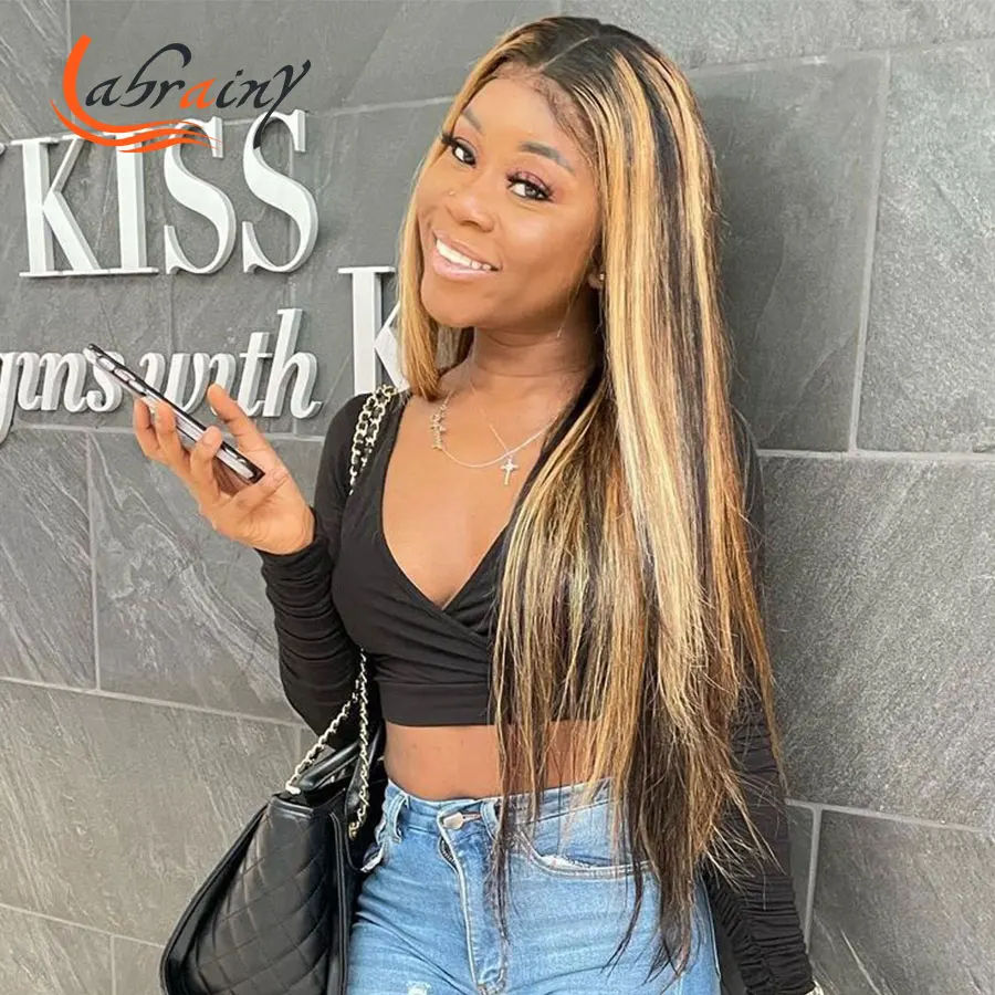 

Ombre Highlight Honey Blonde Lace Front Wig 13X6 Hd Transparent Full Lace Brown Human Hair Wigs For Women Pre Plucked Baby Hair