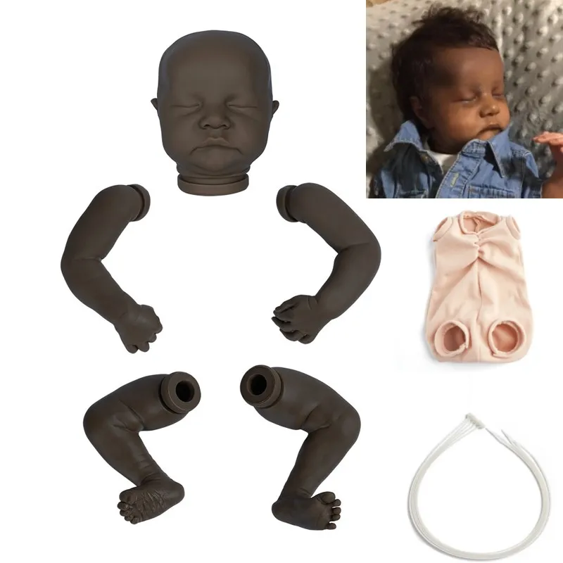 

ADFO 17 Inches Levi Reborn Kit Realistic Africa America Vinyl Silicone Parts DIY Unassembled Black Skin Baby Girl Dolls Gift