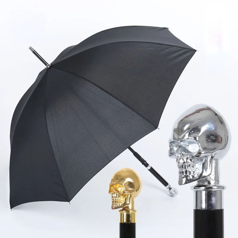 Черный зонт с длинной ручкой винтажный большой Ветрозащитный Зонт УФ-защитой