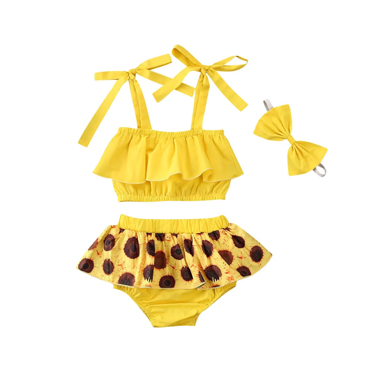 Комплект одежды для малышей 0-24 мес. летний комплект из топа с подсолнухом шортов