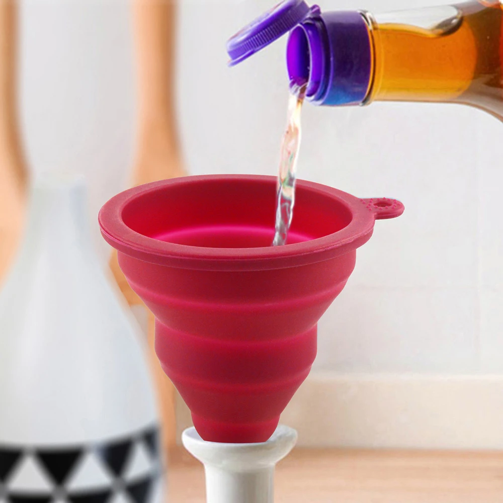 EHZ 2 шт./компл. силиконовая воронка Складная выдвижной портативный масленка