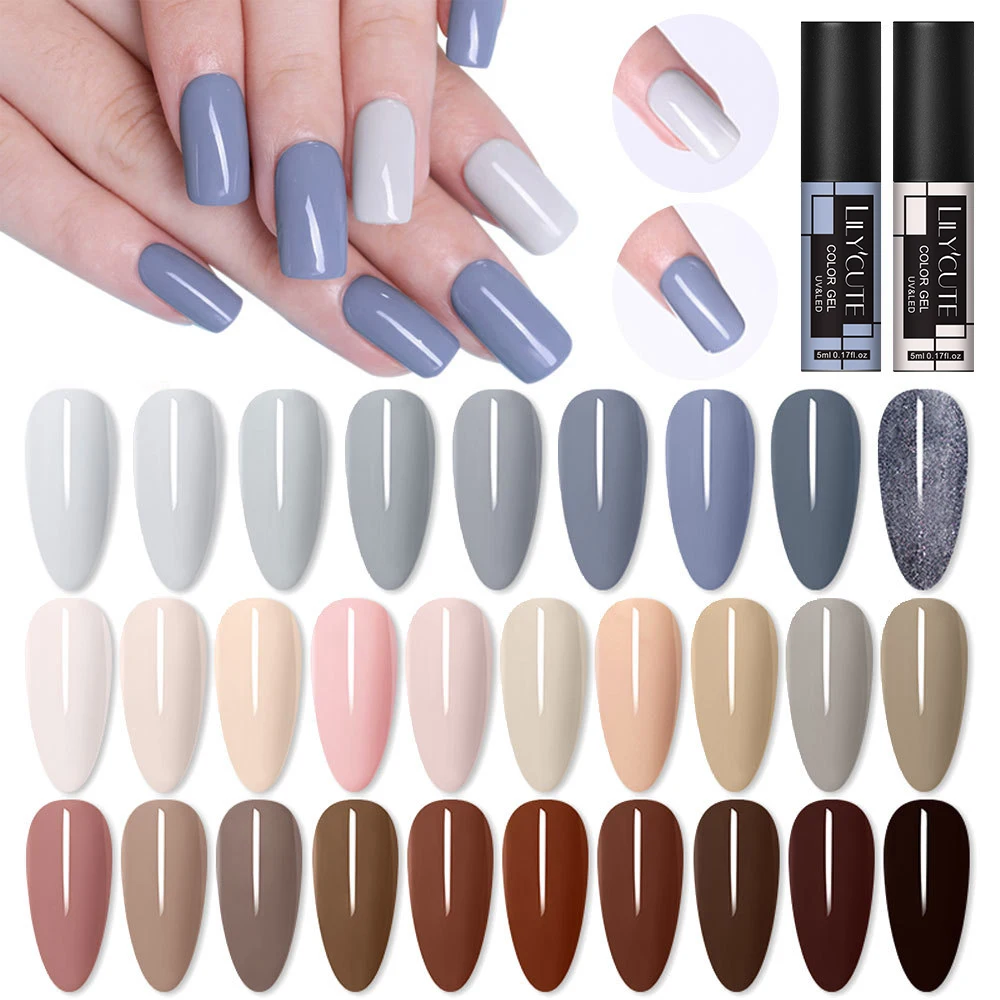 LILYCUTE коричневый серый черный Белый Цвет гель лак для ногтей 5 мл УФ и светодиодной