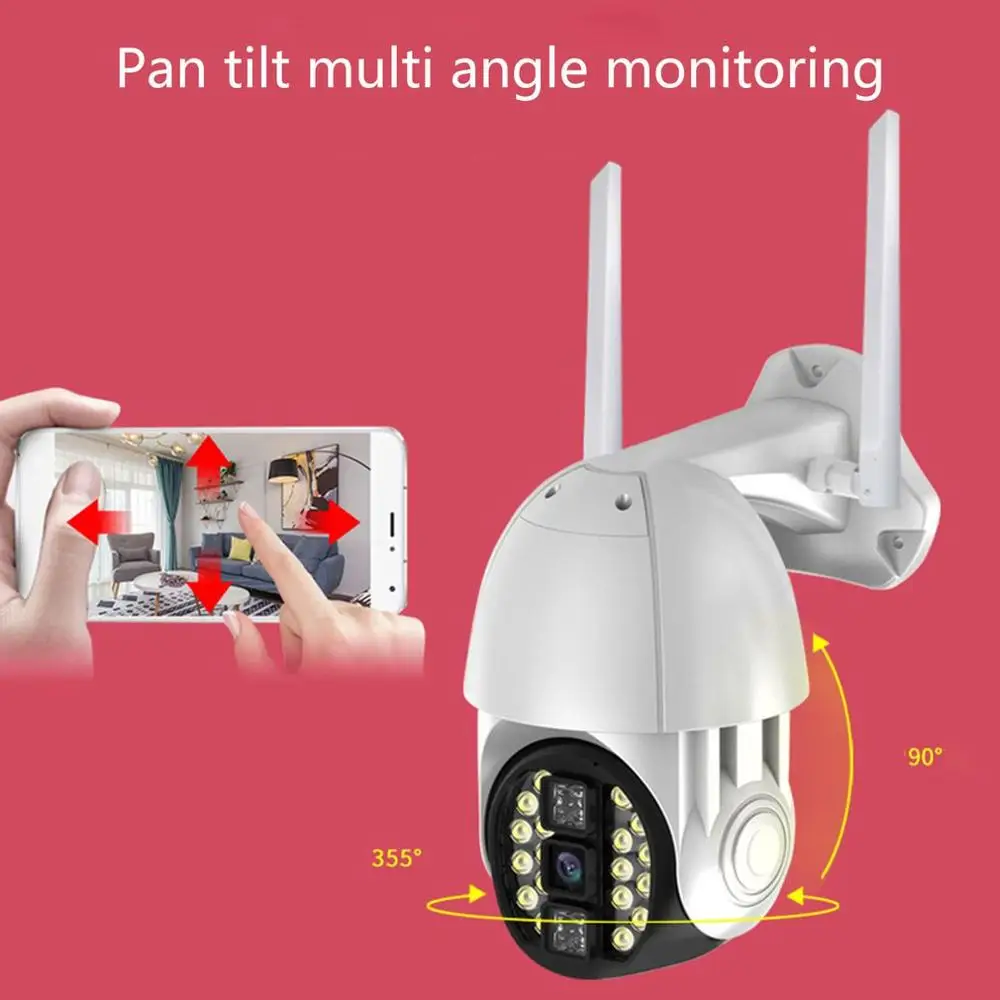 Wifi PTZ IP камера сирена светильник 20 светодиодов автоматическое отслеживание