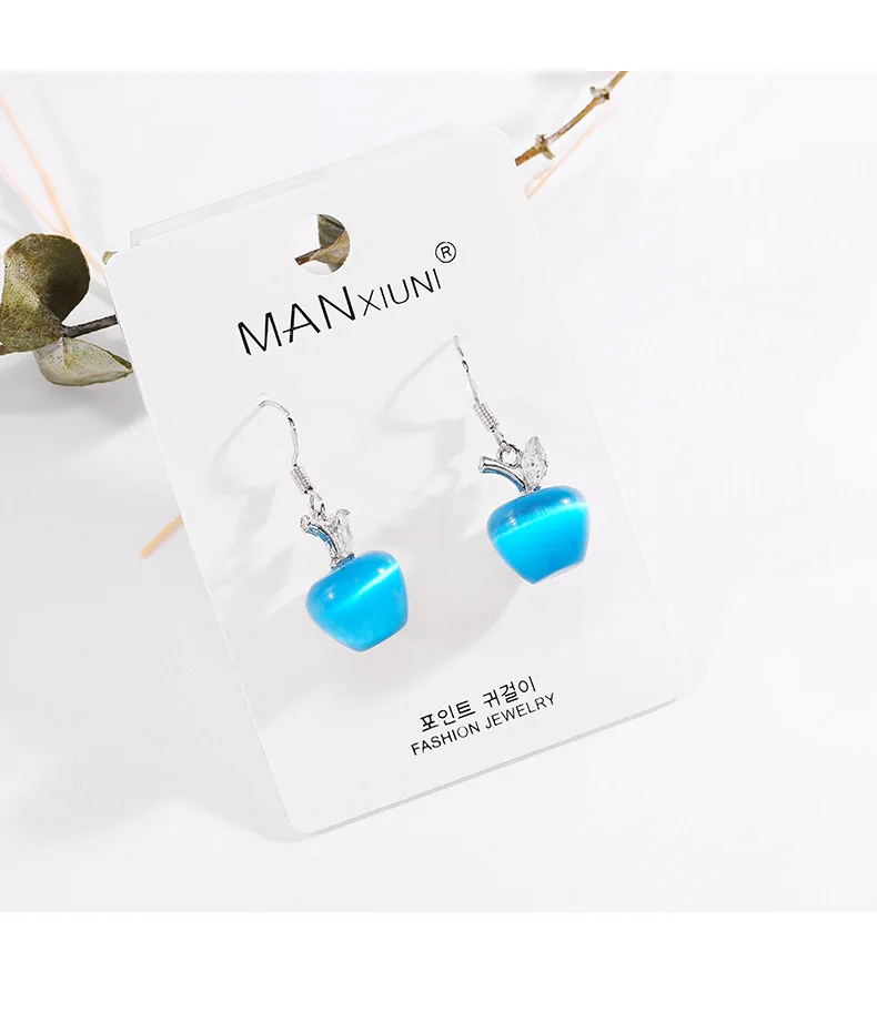 Fashion Boutique Cat Eye Apple Earrings for Women Accessories Crystal Jewelry Hot Lovely pendientes mujer moda Gift