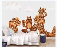xue su custom photo wallpaper mural nordic simple cute animal kitten childrens house background wall