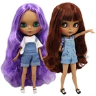 Ледяная кукла DBS Blyth 16 bjd для суставов тела, темная кожа, матовое лицо, красные, коричневые волосы, фиолетовые волосы 30 см, игрушка для девочек, подарок аниме