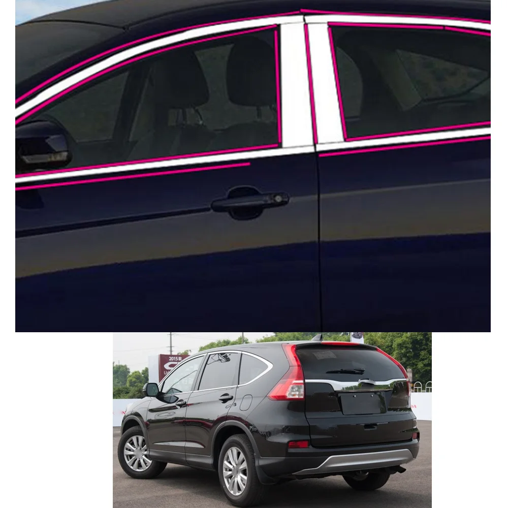 

For Honda CRV CR-V 2012 2013 2014 2015 2016 Car Sticker Garnish Pillar Window Middle Strip Trim Frame Hoods