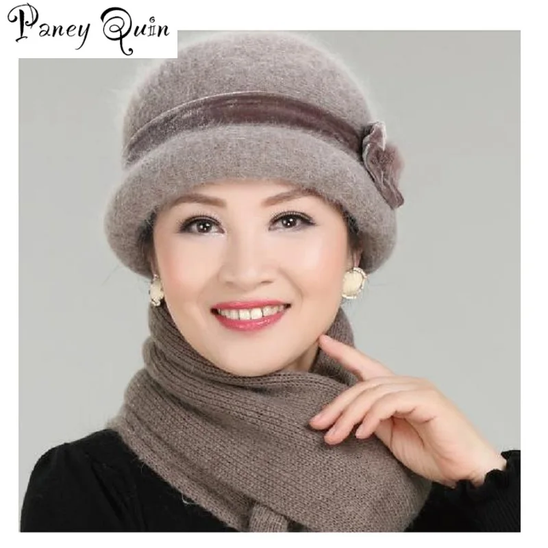 Женские зимние шерстяные шапки в виде ведра теплые вязаные из смешанного