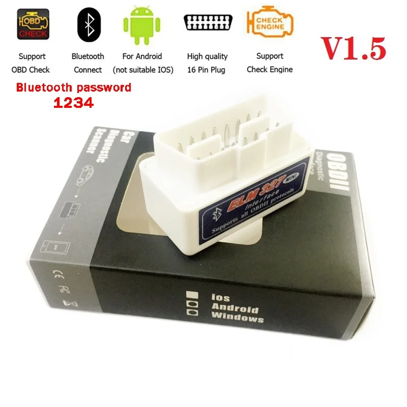 Считыватель кодов автомобиля V1.5 mini elm327 автомобильный инструмент Bluetooth OBD2