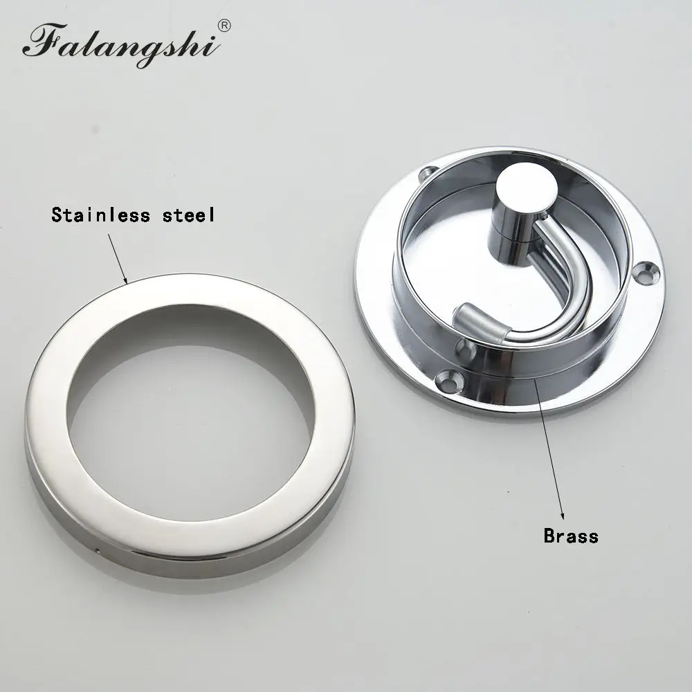 Falangshi 80mm Invisible Hook Behind the Door Clothes Hanger Towel Rack Rustproof Wall Mounted Chrome Brass Hooks WB8110 | Обустройство