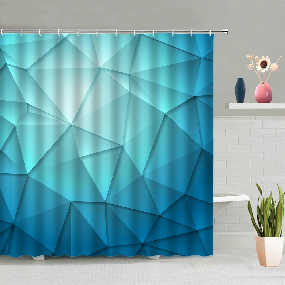 

Bathroom Accessories Shower Curtain Three-dimensional Geometric Background Partition Screen Waterproof Polyester With Hooks