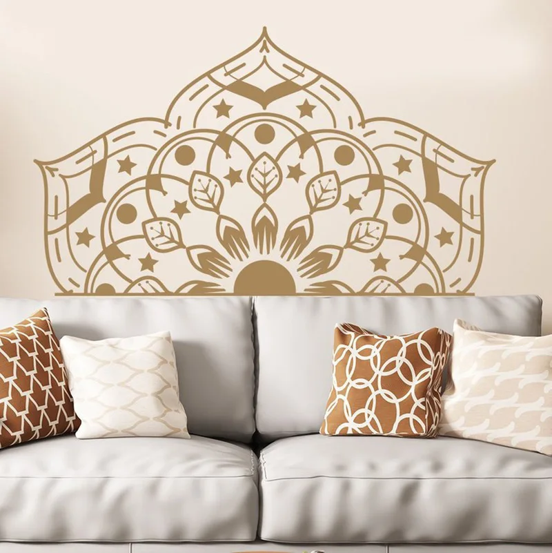 

Half Mandala Wall Decal, Bohemian Decor, Mandala Sticker, Headboard Decal, Boho Decal, Bedroom Moroccan Pattern, Yoga A12-072