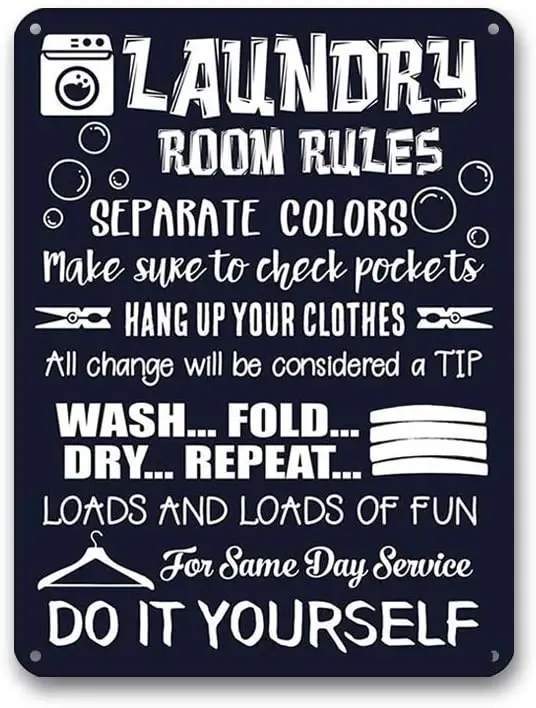 

Laundry Room Rules Separate Colors Metal Wall Plate Tin Sign Poster Home Bathroom Laundry Room Wall Decoration Metal Plate