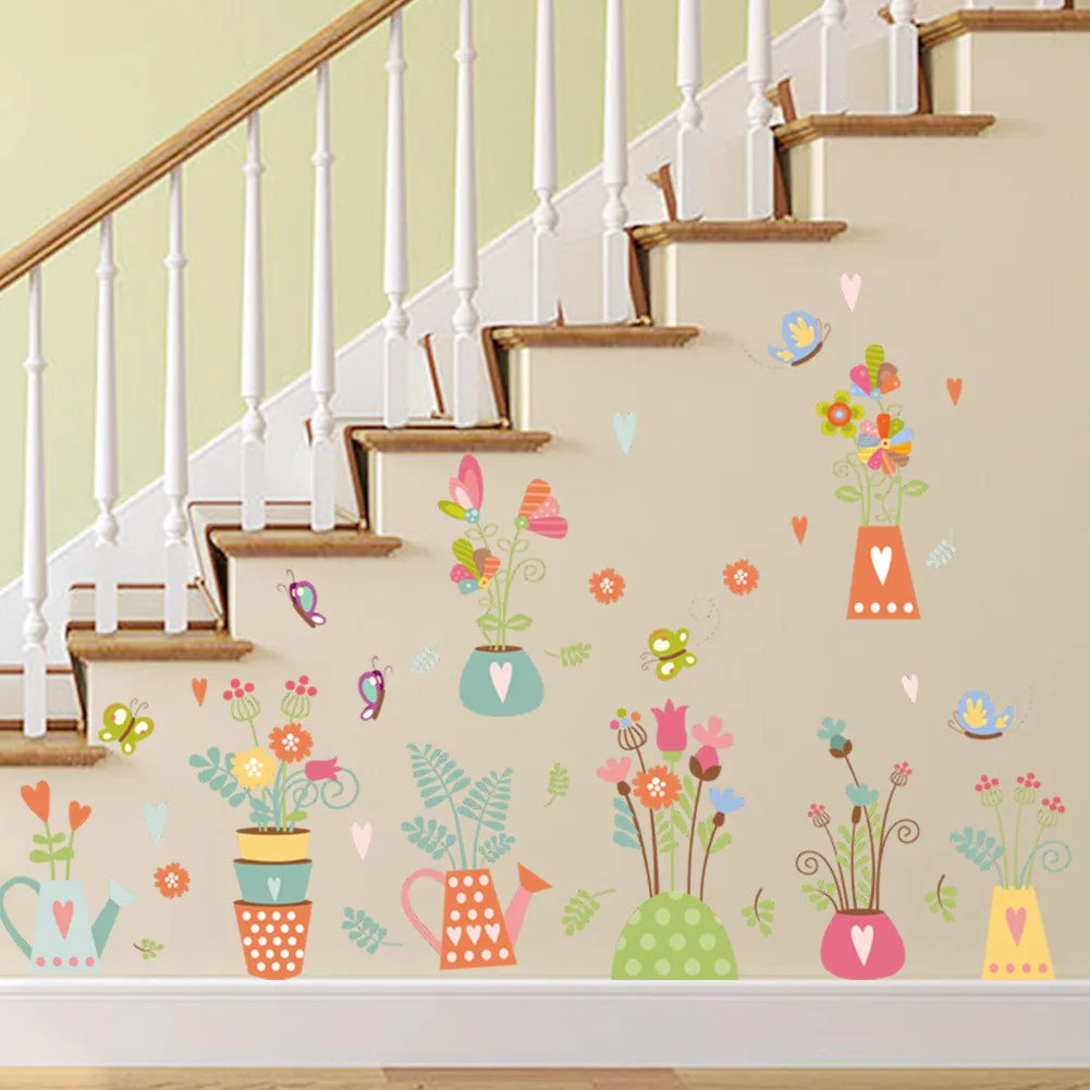 Съемный Виниловый с изображением цветка бабочки водонепроницаемые наклейки на