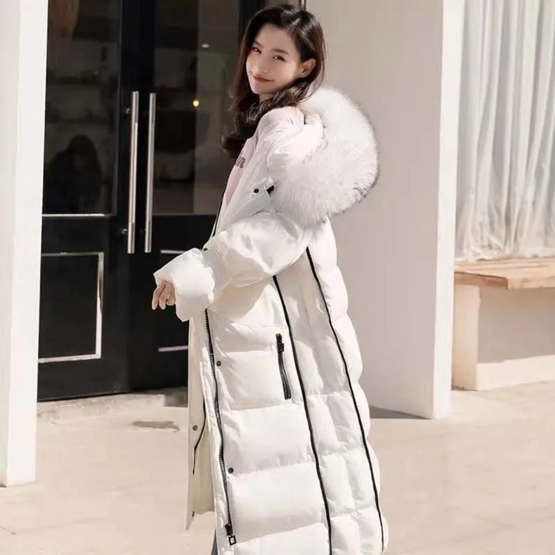 Big Fur Collar Fashion Female Parker 2023 New Winter Loose Women Down Jacket Hooded Warm Thick Casual Women Down Jacket NBH549