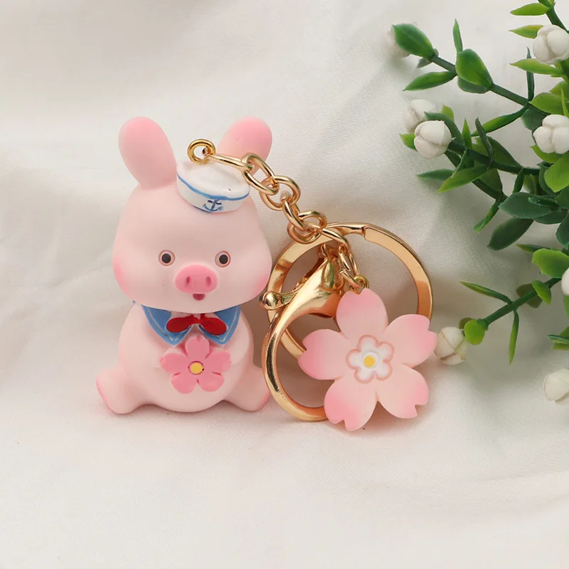 

Hot Fashion Cute Piggy Keychain Cartoon Pink Resin Alloy Creative Couple Animal Gift Bag Car Pendant Decoration