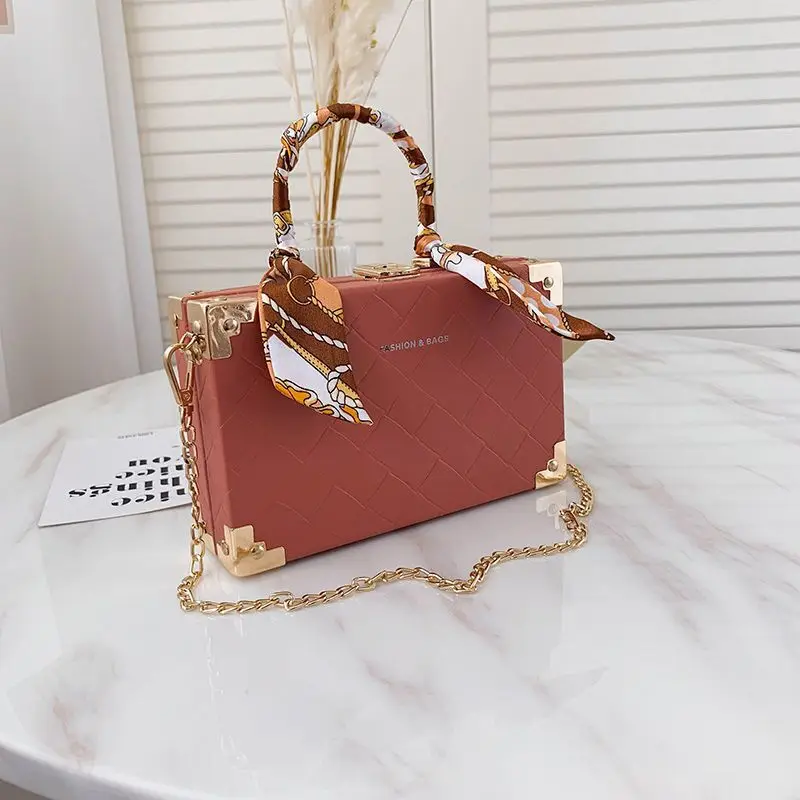 

Women's Crossbody Bag Ribbon Handbag Female Luxury Designer Shoulder Messenger Bags High Quality Square Tote Box Mini Suitcase