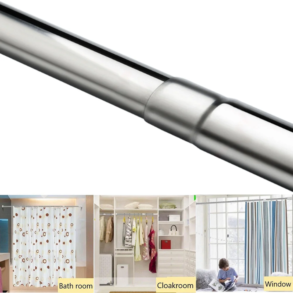 

Tension Rod Curtain Shower Adjustable Rod Spring Tension Easy Installation uacr Shower Curtain Poles Bathroom Products Household