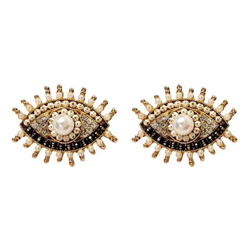 Турецкое большие глаза серьги-гвоздики в виде сверкающая жемчужина Стразы