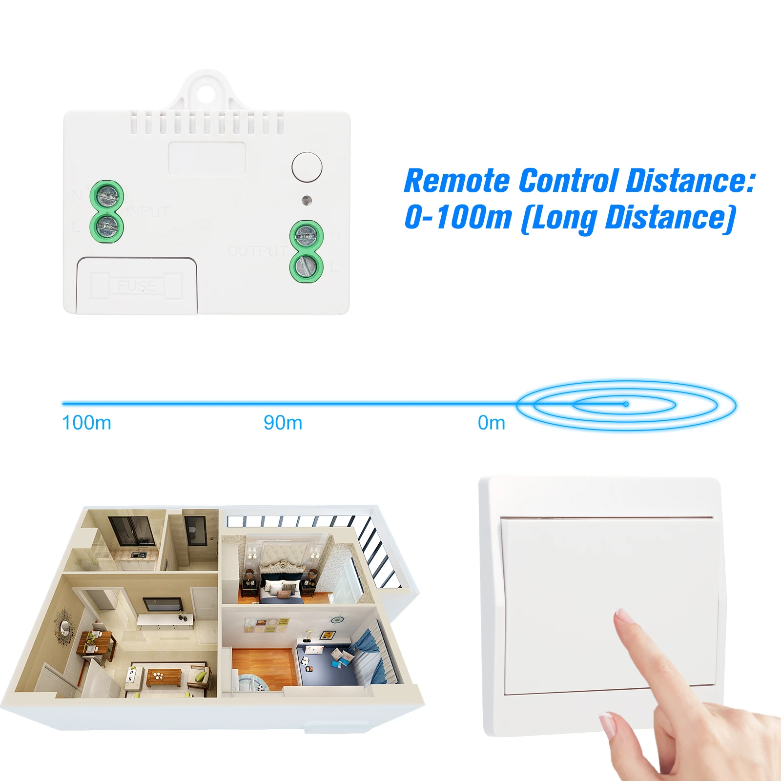 433HMz RF Wireless Remote Control Switch Module and Self-powered Push Button Wall Light Controller 1527 | Электроника
