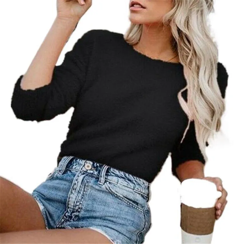 

2021 Women'S Cashmere Sweater Tops Women'S New Solid Color Fashion Long-Sleeved Daily Commuting Warm Styles, Outer Wear Clcey JT